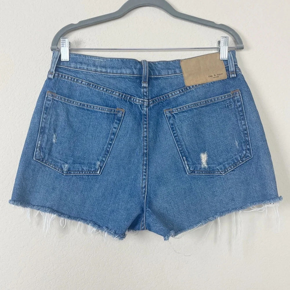 Rag & Bone Maya High Rise Button Fly Raw Hem Distressed Denim Shorts Size 30 - Picture 7 of 12
